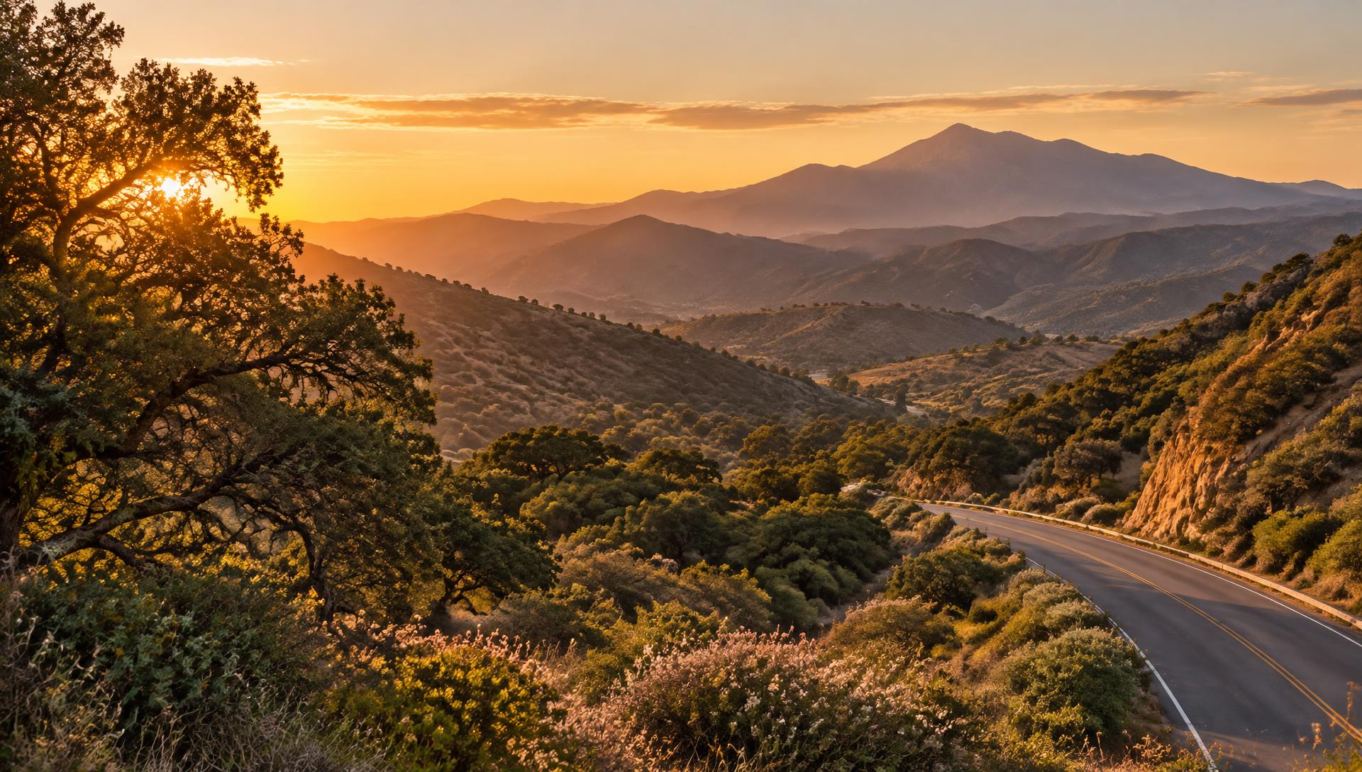 Modjeska Canyon and the Santa Ana Mountains at golden hour